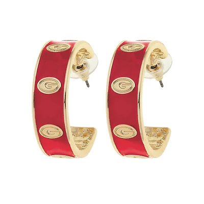 CANVAS Style Georgia Bulldogs 18k Gold-Plated Enamel Logo Hoop Earrings