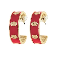 CANVAS Style Georgia Bulldogs 18k Gold-Plated Enamel Logo Hoop Earrings