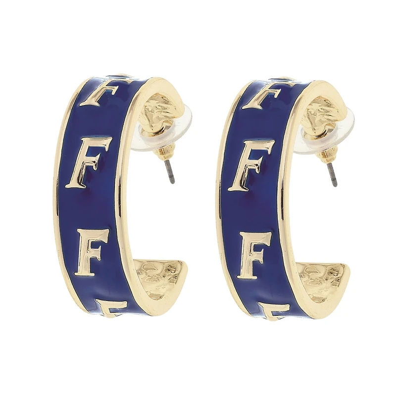 CANVAS Style Florida Gators 18k Gold-Plated Enamel Logo Hoop Earrings