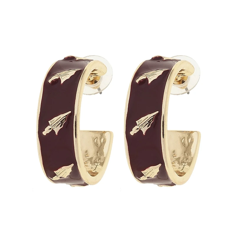 CANVAS Style Florida State Seminoles 18k Gold-Plated Enamel Logo Hoop Earrings