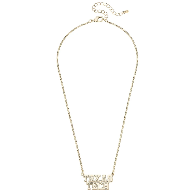 CANVAS Style Texas Tech Red Raiders 18k Gold-Plated Varsity Word Necklace