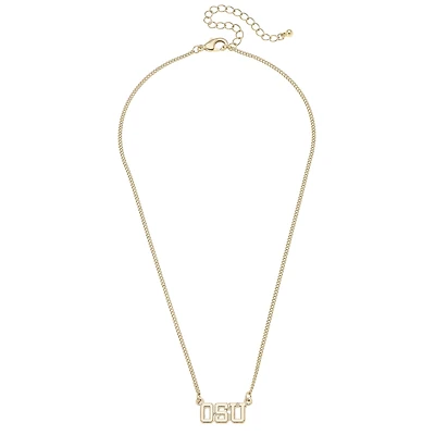 CANVAS Style Oklahoma State Cowboys 18k Gold-Plated Varsity Word Necklace