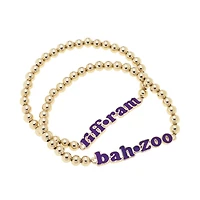 CANVAS Style TCU Horned Frogs 18k Gold-Plated Slogan Ball Bead Stretch Bracelets Set of 2