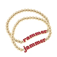 CANVAS Style Alabama Crimson Tide 18k Gold-Plated Slogan Ball Bead Stretch Bracelets Set of 2