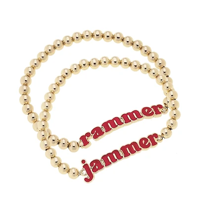 CANVAS Style Alabama Crimson Tide 18k Gold-Plated Slogan Ball Bead Stretch Bracelets Set of 2