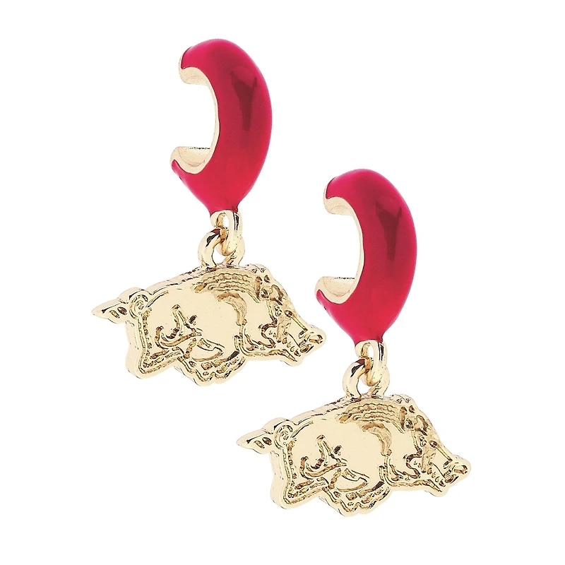 CANVAS Style Arkansas Razorbacks 18k Gold-Plated Huggie Hoop Logo Earrings