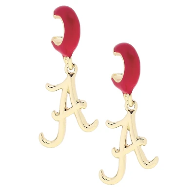 CANVAS Style Alabama Crimson Tide 18k Gold-Plated Huggie Hoop Logo Earrings