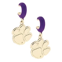 CANVAS Style Clemson Tigers 18k Gold-Plated Huggie Hoop Logo Earrings