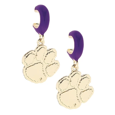 CANVAS Style Clemson Tigers 18k Gold-Plated Huggie Hoop Logo Earrings
