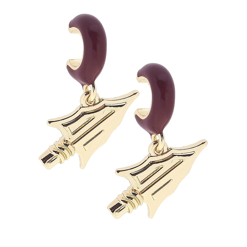 CANVAS Style Florida State Seminoles 18k Gold-Plated Huggie Hoop Logo Earrings