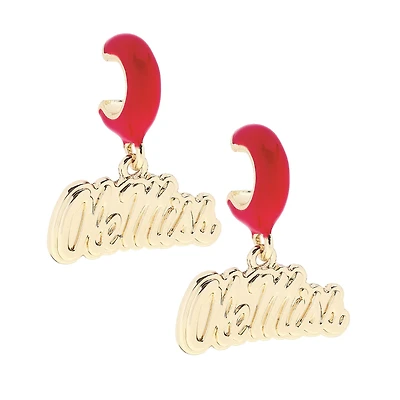 CANVAS Style Ole Miss Rebels 18k Gold-Plated Huggie Hoop Logo Earrings