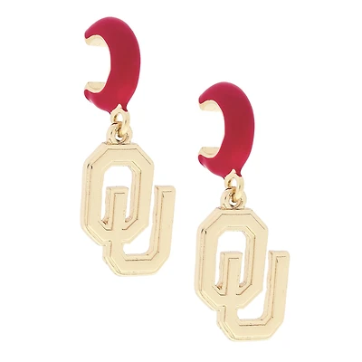 CANVAS Style Oklahoma Sooners 18k Gold-Plated Huggie Hoop Logo Earrings