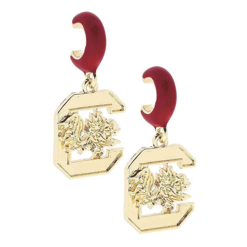 CANVAS Style South Carolina Gamecocks 18k Gold-Plated Huggie Hoop Logo Earrings