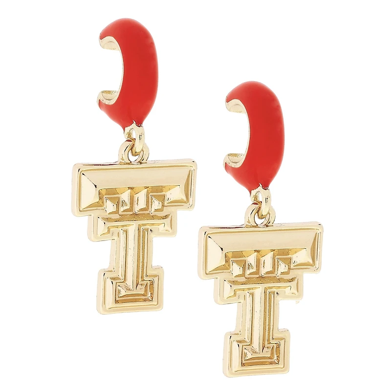 CANVAS Style Texas Tech Red Raiders 18k Gold-Plated Huggie Hoop Logo Earrings