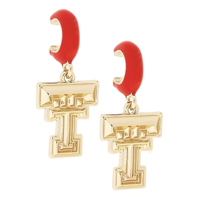 CANVAS Style Texas Tech Red Raiders 18k Gold-Plated Huggie Hoop Logo Earrings