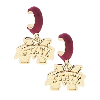 CANVAS Style Mississippi State Bulldogs 18k Gold-Plated Huggie Hoop Logo Earrings