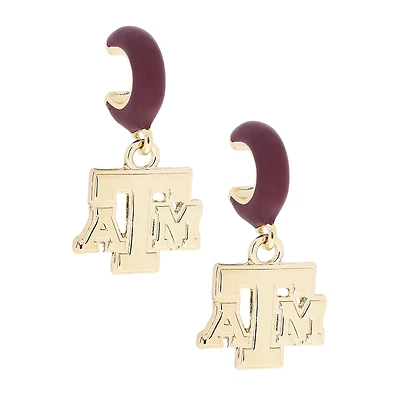 CANVAS Style Texas A&M Aggies 18k Gold-Plated Huggie Hoop Logo Earrings