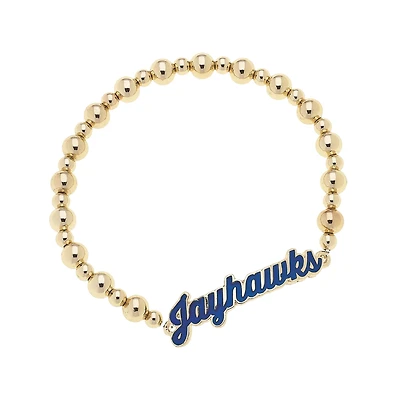 CANVAS Style Kansas Jayhawks 18k Gold-Plated Script Stretch Bracelet