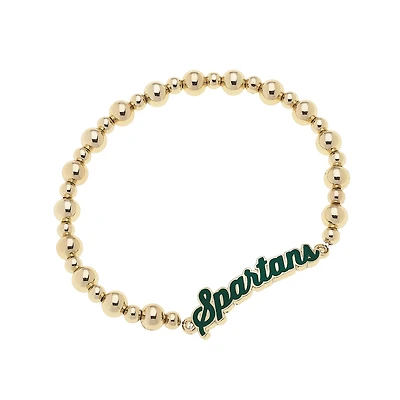 CANVAS Style Michigan State Spartans 18k Gold-Plated Script Stretch Bracelet
