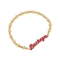 CANVAS Style Ohio State Buckeyes 18k Gold-Plated Script Stretch Bracelet