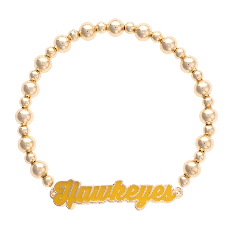 CANVAS Style Iowa Hawkeyes 18k Gold-Plated Script Stretch Bracelet