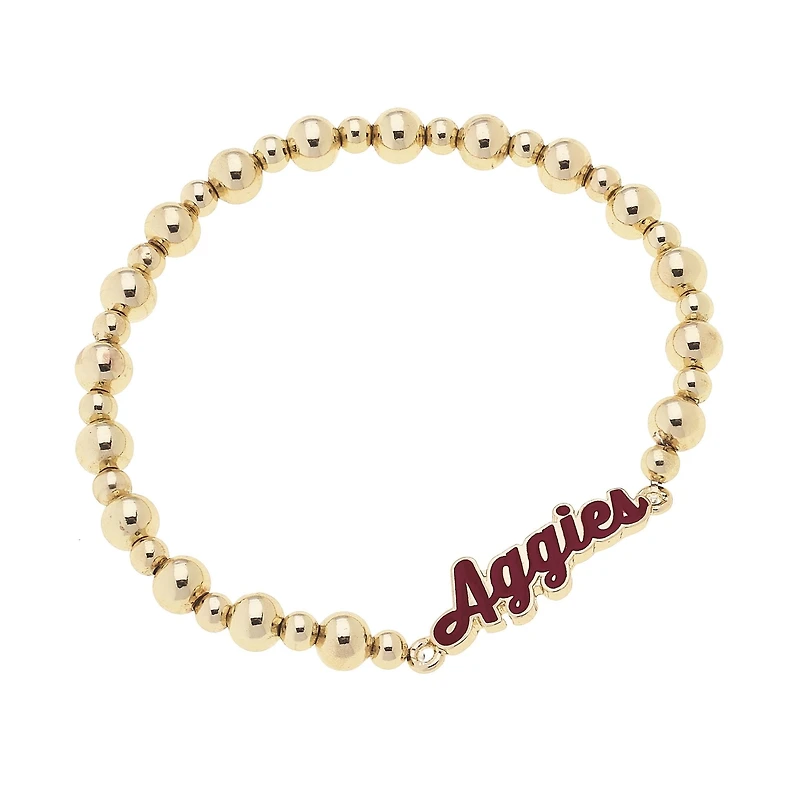 CANVAS Style Texas A&M Aggies 18k Gold-Plated Script Stretch Bracelet