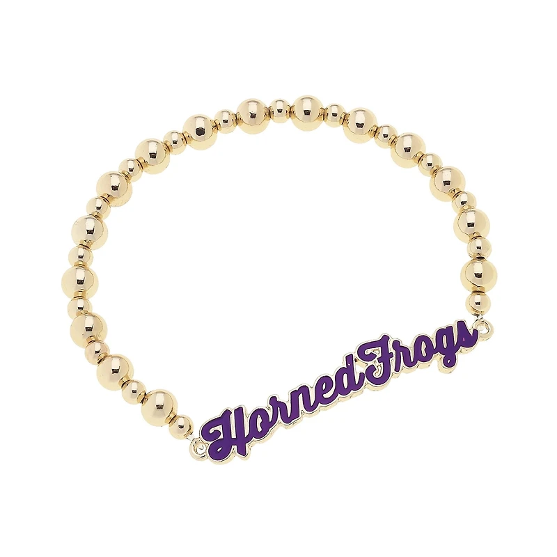 CANVAS Style TCU Horned Frogs 18k Gold-Plated Script Stretch Bracelet