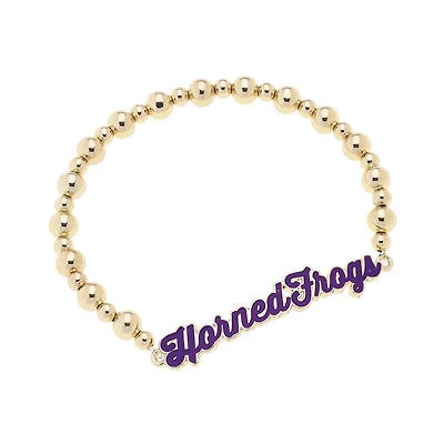 CANVAS Style TCU Horned Frogs 18k Gold-Plated Script Stretch Bracelet