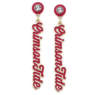 CANVAS Style Alabama Crimson Tide 18k Gold-Plated Rhinestone Drop Script Earrings