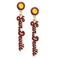 CANVAS Style Arizona State Sun Devils 18k Gold-Plated Rhinestone Drop Script Earrings