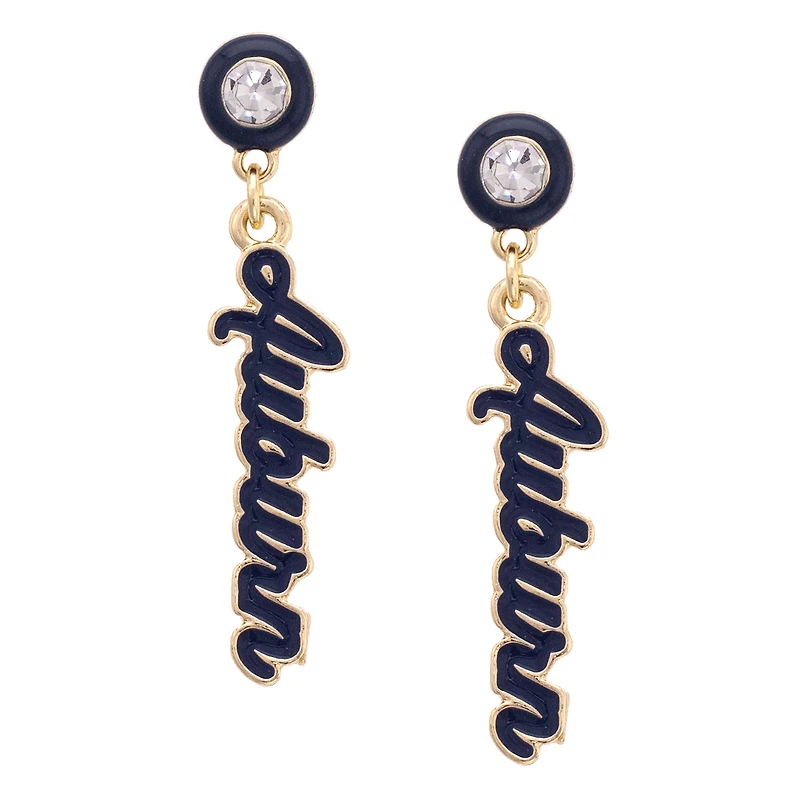 CANVAS Style Auburn Tigers 18k Gold-Plated Rhinestone Drop Script Earrings