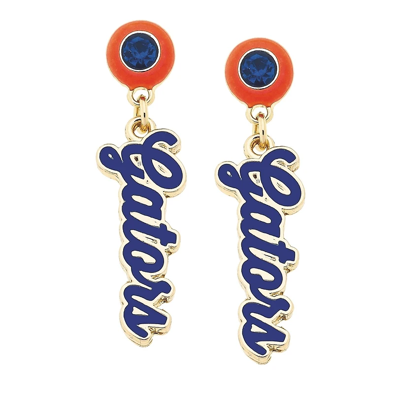 CANVAS Style Florida Gators 18k Gold-Plated Rhinestone Drop Script Earrings