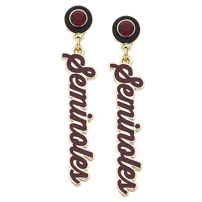 CANVAS Style Florida State Seminoles 18k Gold-Plated Rhinestone Drop Script Earrings