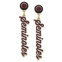 CANVAS Style Florida State Seminoles 18k Gold-Plated Rhinestone Drop Script Earrings