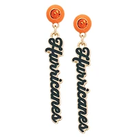 CANVAS Style Miami Hurricanes 18k Gold-Plated Rhinestone Drop Script Earrings