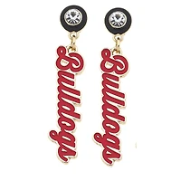 CANVAS Style Georgia Bulldogs 18k Gold-Plated Rhinestone Drop Script Earrings