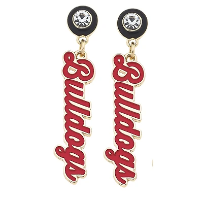 CANVAS Style Georgia Bulldogs 18k Gold-Plated Rhinestone Drop Script Earrings