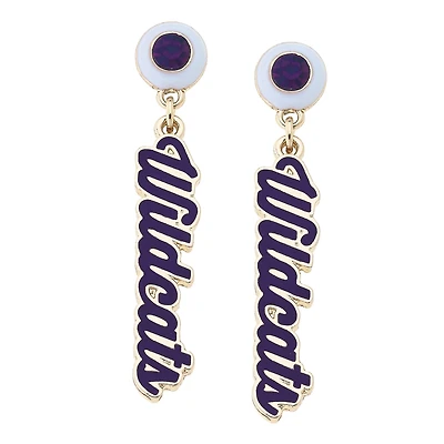 CANVAS Style Kansas State Wildcats 18k Gold-Plated Rhinestone Drop Script Earrings