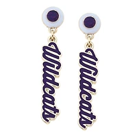 CANVAS Style Kansas State Wildcats 18k Gold-Plated Rhinestone Drop Script Earrings