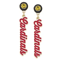 CANVAS Style Louisville Cardinals 18k Gold-Plated Rhinestone Drop Script Earrings