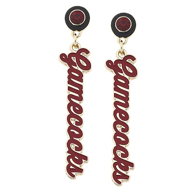 CANVAS Style South Carolina Gamecocks 18k Gold-Plated Rhinestone Drop Script Earrings