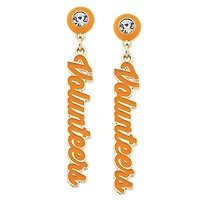 CANVAS Style Tennessee Volunteers 18k Gold-Plated Rhinestone Drop Script Earrings