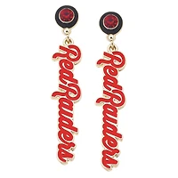 CANVAS Style Texas Tech Red Raiders 18k Gold-Plated Rhinestone Drop Script Earrings