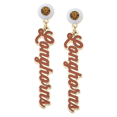 CANVAS Style Texas Longhorns 18k Gold-Plated Rhinestone Drop Script Earrings