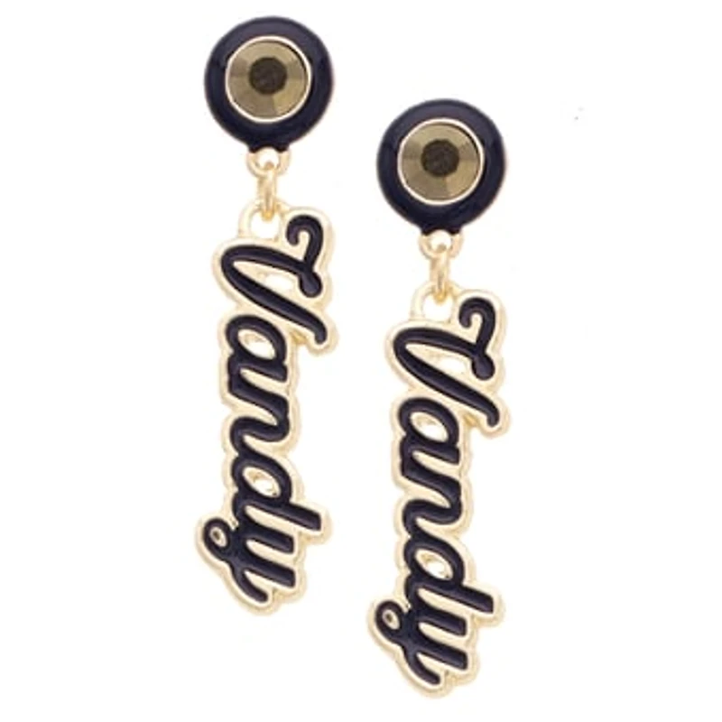 CANVAS Style Vanderbilt Commodores 18k Gold-Plated Rhinestone Drop Script Earrings