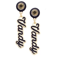 CANVAS Style Vanderbilt Commodores 18k Gold-Plated Rhinestone Drop Script Earrings