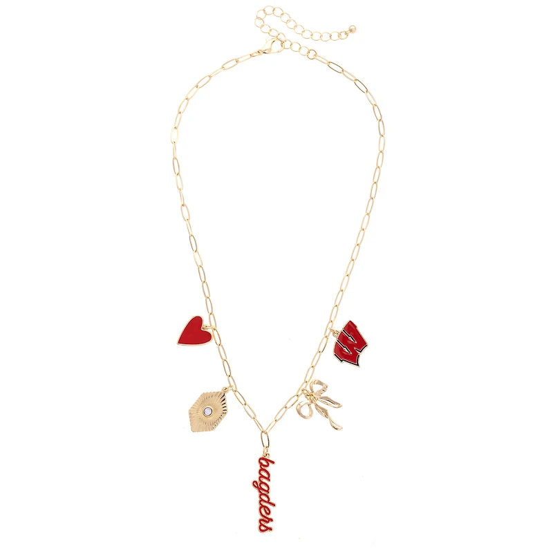 CANVAS Style Wisconsin Badgers 18k Gold-Plated Mixed Charm Collector Necklace