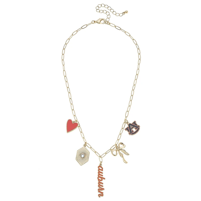 CANVAS Style Auburn Tigers 18k Gold-Plated Mixed Charm Collector Necklace