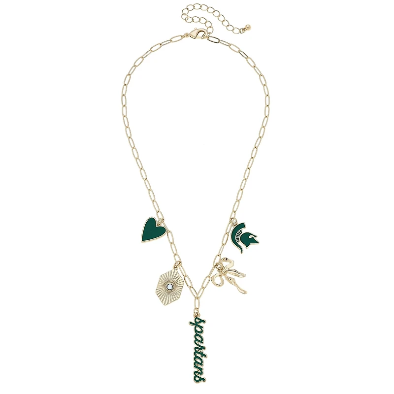 CANVAS Style Michigan State Spartans 18k Gold-Plated Mixed Charm Collector Necklace