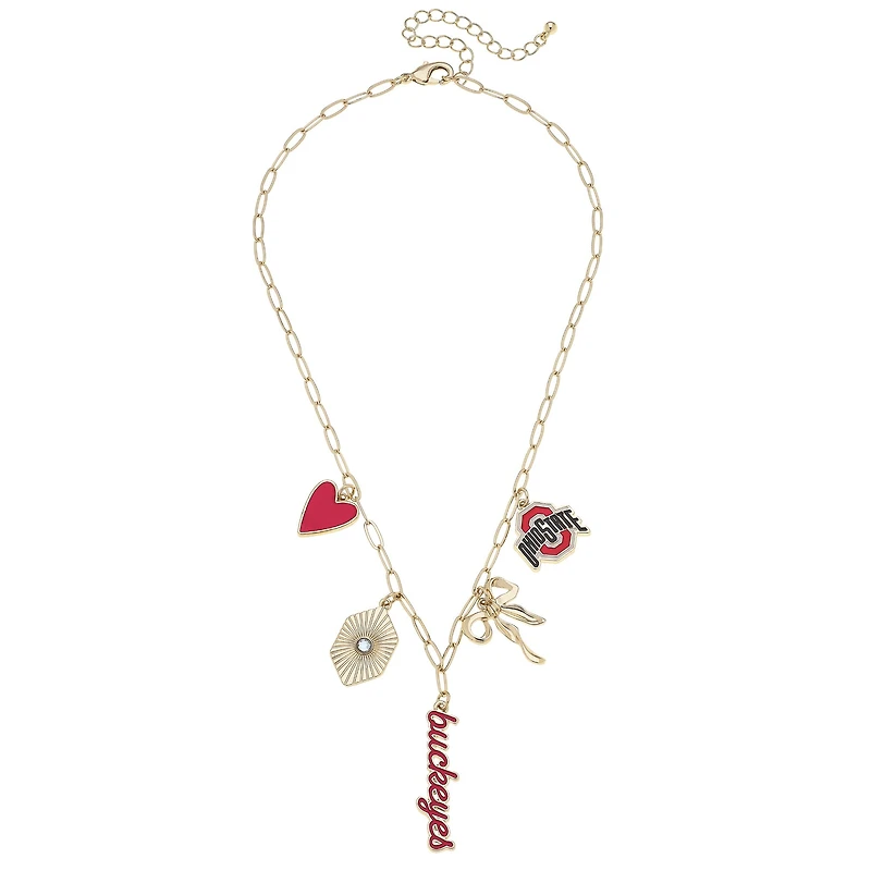 CANVAS Style Ohio State Buckeyes 18k Gold-Plated Mixed Charm Collector Necklace